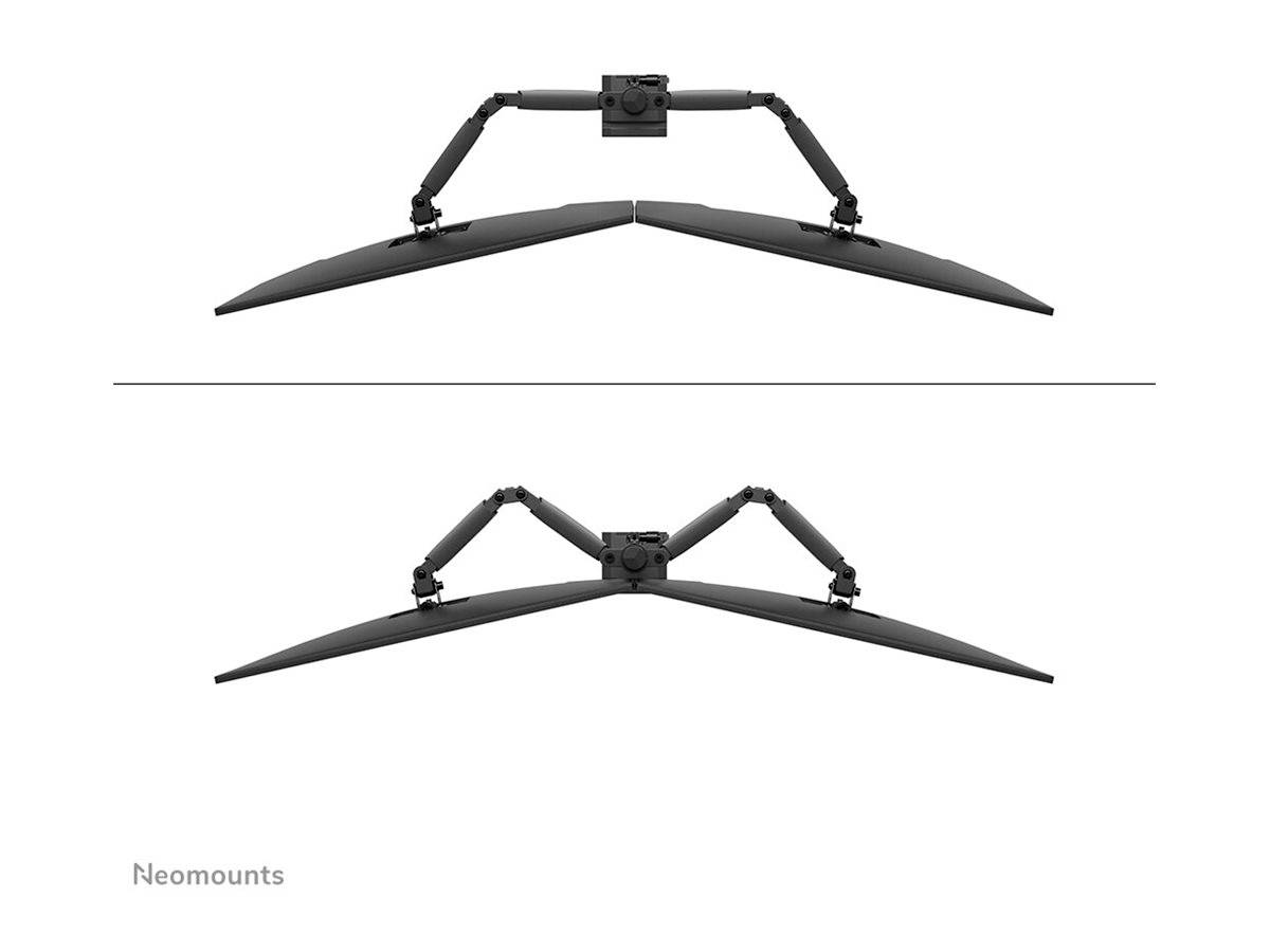 A monitor mount with adjustable arms for wall attachment, suitable for two monitors. Brand name bottom left: 'Neomounts'.