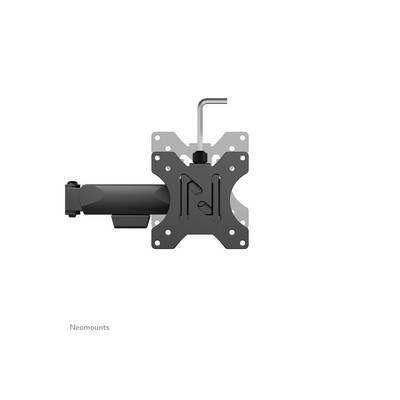 Flat mounting bracket for screens with a hinged arm and adjustable spanner, suitable for monitors, mounted on a white wall.