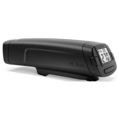 A black, digital measuring device with a display showing 'HL Scan' is displaying temperature information. Primarily used for temperature measurements.