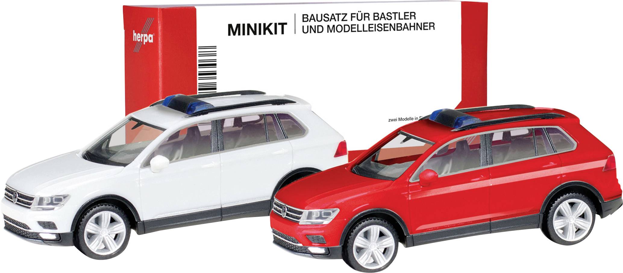 Herpa 013109-002 H0 Car Volkswagen Tiguan with warning bar, red and white
