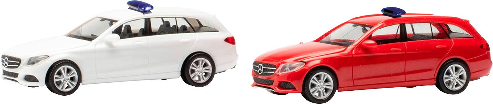 Herpa 013284-003 H0 Car Mercedes Benz C-Class combination with warning light bars, red and white