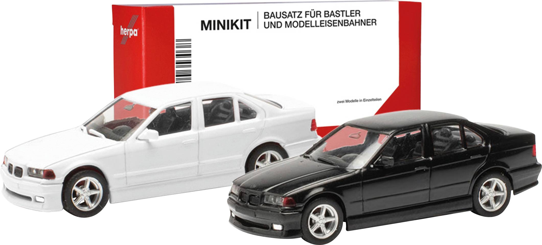 Image of Herpa 013925 H0 Car BMW 3x E36 AC Schnitzer, black and white