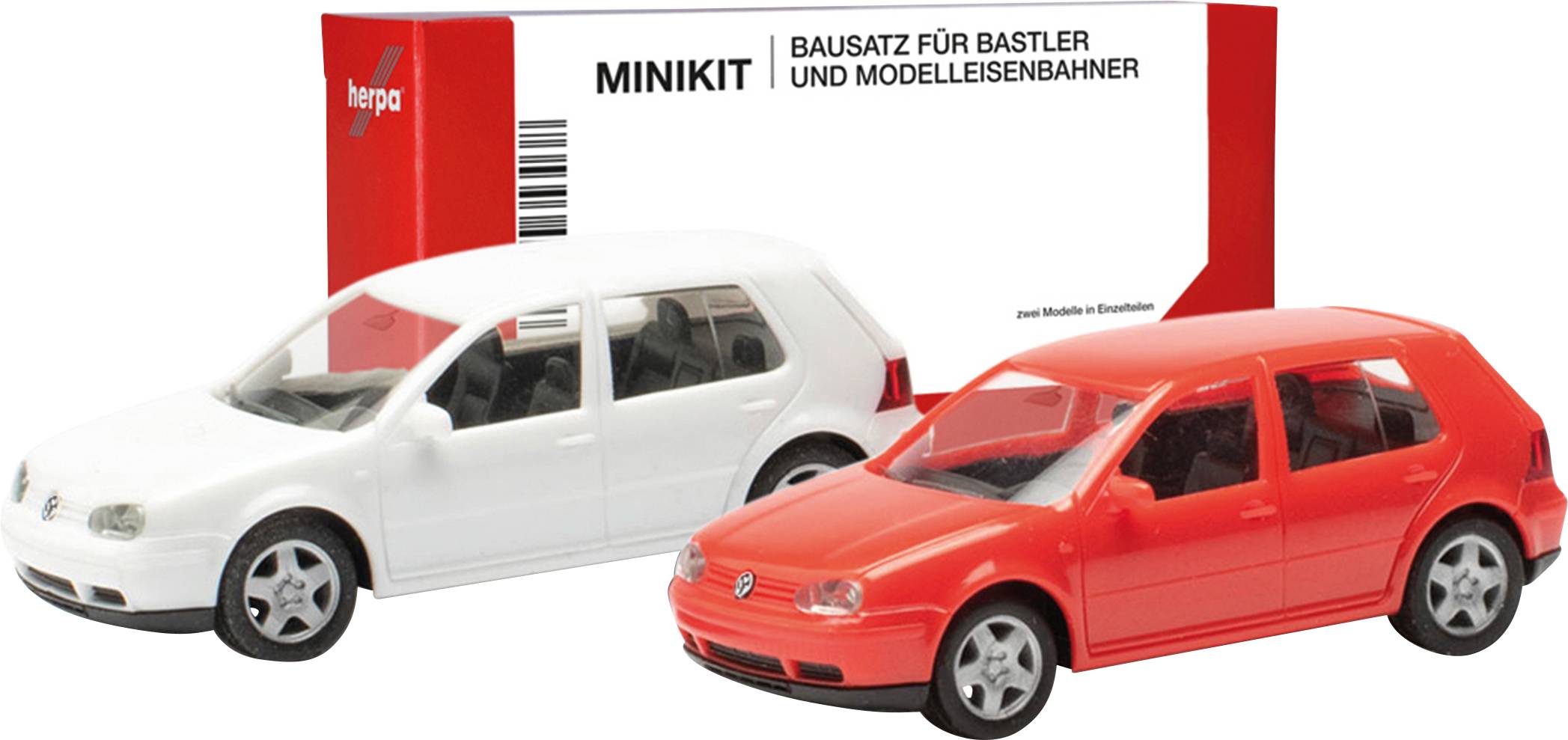 Herpa 013956 H0 Car Volkswagen Golf IV 4-door, red and white