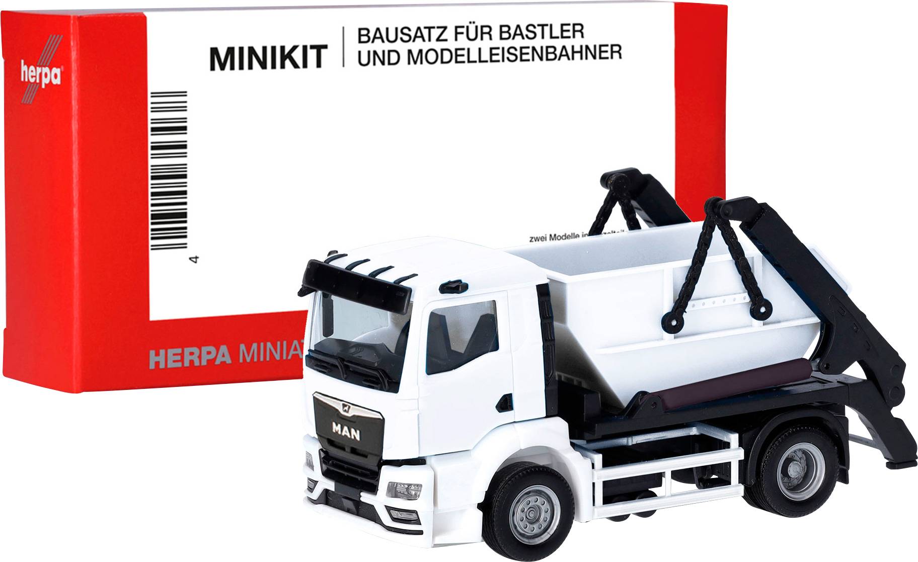 Herpa 013987 H0 HGV MAN TGS NN skip AK12, white