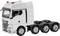 A gray model truck with four wheels, without a trailer, viewed from the side.