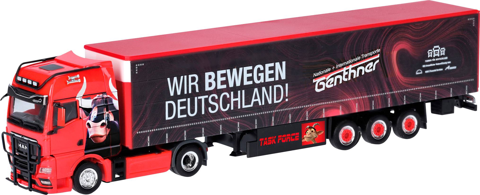 Herpa 318075 H0 HGV MAN TGX GX GX Gardenplanenplan semi-trailer Genthner/We move Germany (Baden-Wuerttemberg/Oberderdingen)