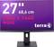 'Terra' monitor with 27-inch screen, 2560 x 1440 WQHD resolution, purple background, black stand.
