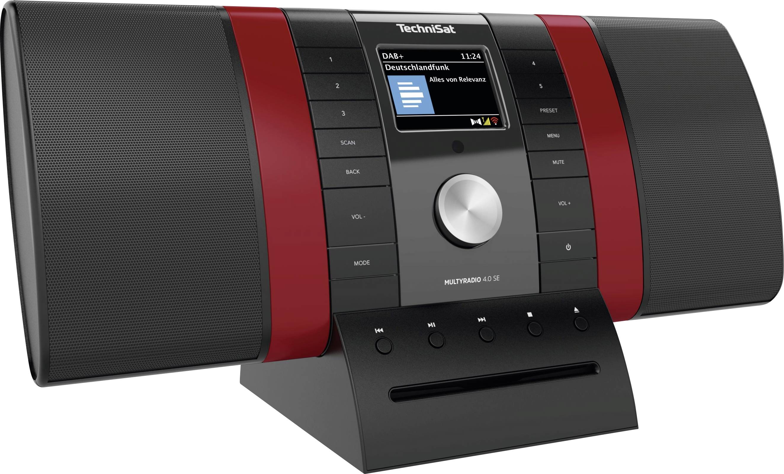 TechniSat MULTYRADIO 4.0 SE, Schwarz/Rot Internet desk radio DAB+, FM Black, Red