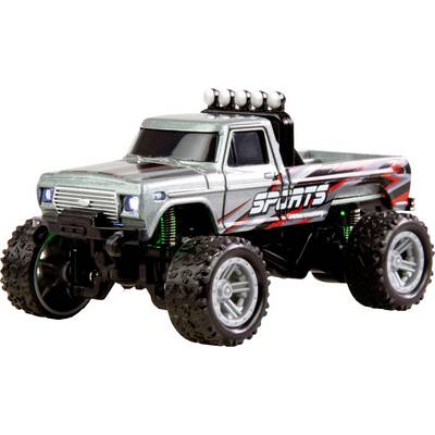 Silver toy truck with large tyres and sporty design; 'SPORTS' printed on the side; robust, modern appearance.