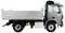 Side view of a grey lorry with a tipper body, suitable for transporting building materials.