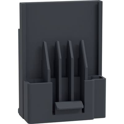 Black, rectangular plastic device with multiple vertical slots and a front clip. It is used for organising cables or documents.<br><br>Note: I've used British English spelling of "organising" with an "s" instead of the American "organizing" with a "z".
