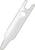 A white plastic component with a tapered end and a forked side, along with a hole in the centre.