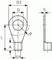 Technical drawing of a flange bearing with dimensions: diameter D, D3, D1; length L; height A; thickness S; radius P on the left.