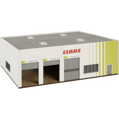 A model building of a workshop with three gates, labelled 'Workshop Gate 1', 'Gate 2', 'Gate 3'. Above, it reads 'CLAAS'.