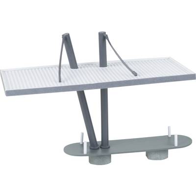 Model of a modern diving platform with two levels and sturdy pillars, minimalist design.