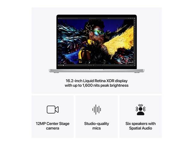 Apple MacBook Pro 16 (M4 Pro, 2024) 40.6 cm (16 inch) CTO 24 GB RAM 1 TB SSD M4 Pro 14-Core CPU 20-core GPU Silver Z1FP_-5