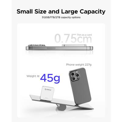 ORICO K20 mini M.2 SSD enclosure USB C® (USB 3.2 2x 2nd gen) 20 GBit/s M.2 PCIe 2230 K20Mini-8