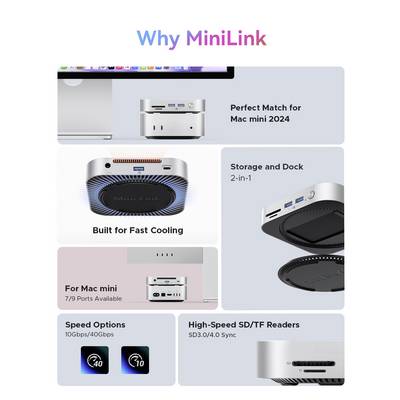 ORICO USB-C® docking station MiniLink M49P Compatible with (brand): Apple M.2 SSD slot-2