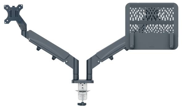 Leitz Monitor+Laptoparm Ergo Monitor mount 81,3 cm (32) Dark grey Height-adjustable, Swivelling/tiltable, Rotatable