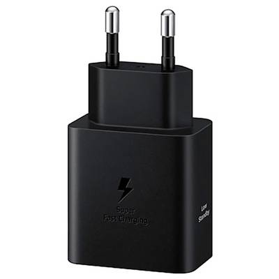 A black wall charger labeled 'Super Fast Charging' with two metal prongs, designed for efficient power output.