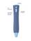 Blue electronic pen with on/off switch, volume control, battery compartment for 2 AAA batteries and hanger.