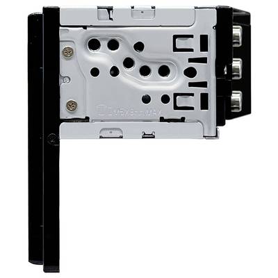 Metal mounting bracket for electronic devices, with multiple holes and side connections, mountable with M5x8mm screws.