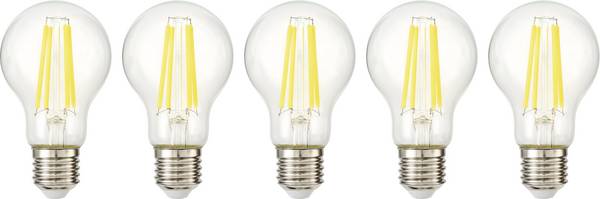 Sygonix SY-6829284 LED (monochrome) EEC A (A - G) E-27 3.8 W = 60 W Warm white (Ø x H) 60 mm x 106 mm Filament 5 pc(s)
