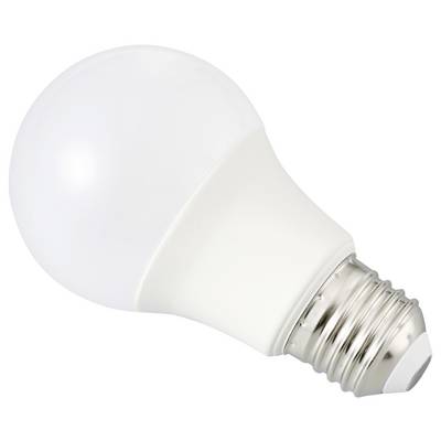 A white LED light bulb with a metallic screw base, set against a white background.