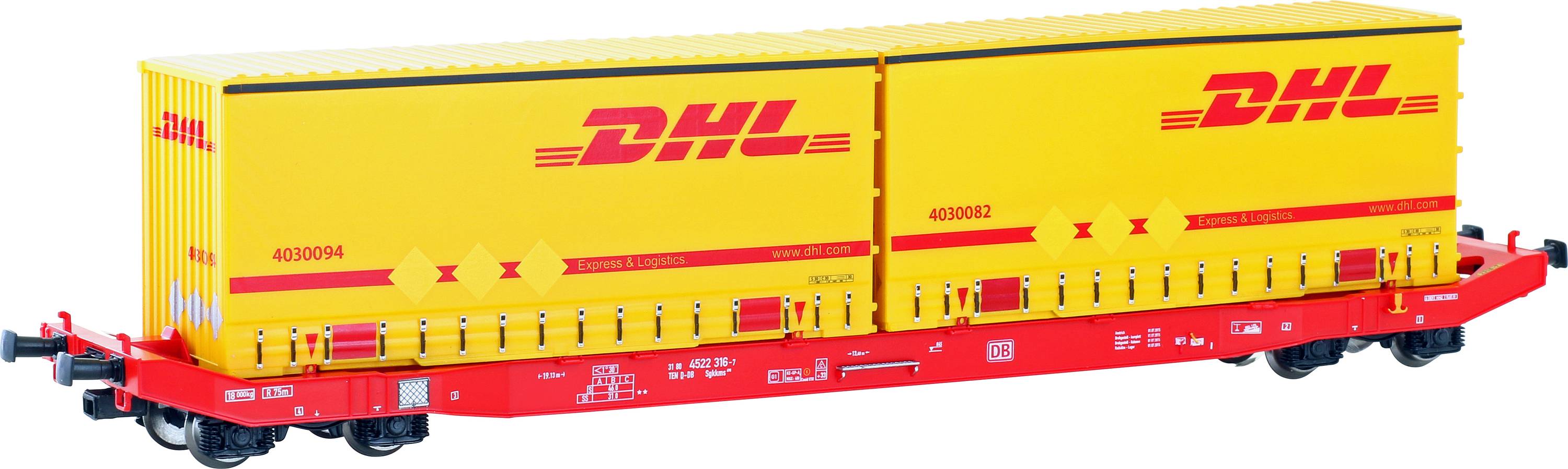 Image of Mehano 28411 HO Container wagon Sgkkms 698 DHL, DB Cargo