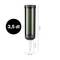 Black, cylindrical container with a pointed nozzle, 6.4 cm in diameter, 25 cm tall, volume 3.5 dl, suitable for liquid dispensing.