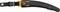 Black plastic luggage strap with orange accents and fastening. Suitable for the secure transportation of suitcases or bags.