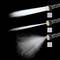 Three illustrations of a shower head show different water jet modes: concentrated jet, medium jet, wide jet.