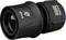 'Black hose connector with 'STOP' marking and Fibercomp logo, suitable for garden hoses. Side view.'
