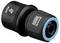 A black hose connector with 'STOP' print and blue seal. Suitable for 19 mm (3/4") and 15 mm (5/8") hoses.
