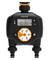 Digital irrigation timer with LCD display from 'Fiskars', showing time and programme settings for garden watering.