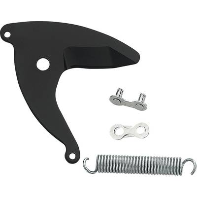 Bicycle Spare Parts: Black Plate, Metal Spring, and Two Links of a Chain Lock. Suitable for Repair and Maintenance.