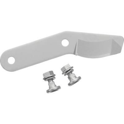 Metallic resonating replacement part, top; two fixing screws below. Usable for repair or replacement in mechanical devices.