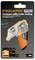 'Fiskars Pro' Folding Universal Knife with Orange Handle on Black Packaging. Promises 24 times longer durability with CarbonMax Blade.