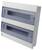 Double-deck electrical distribution box with a white frame and two transparent grey covers, designed for housing circuit breakers.