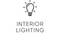 'Interior Lighting' sits beneath a stylised light bulb that is radiating light.