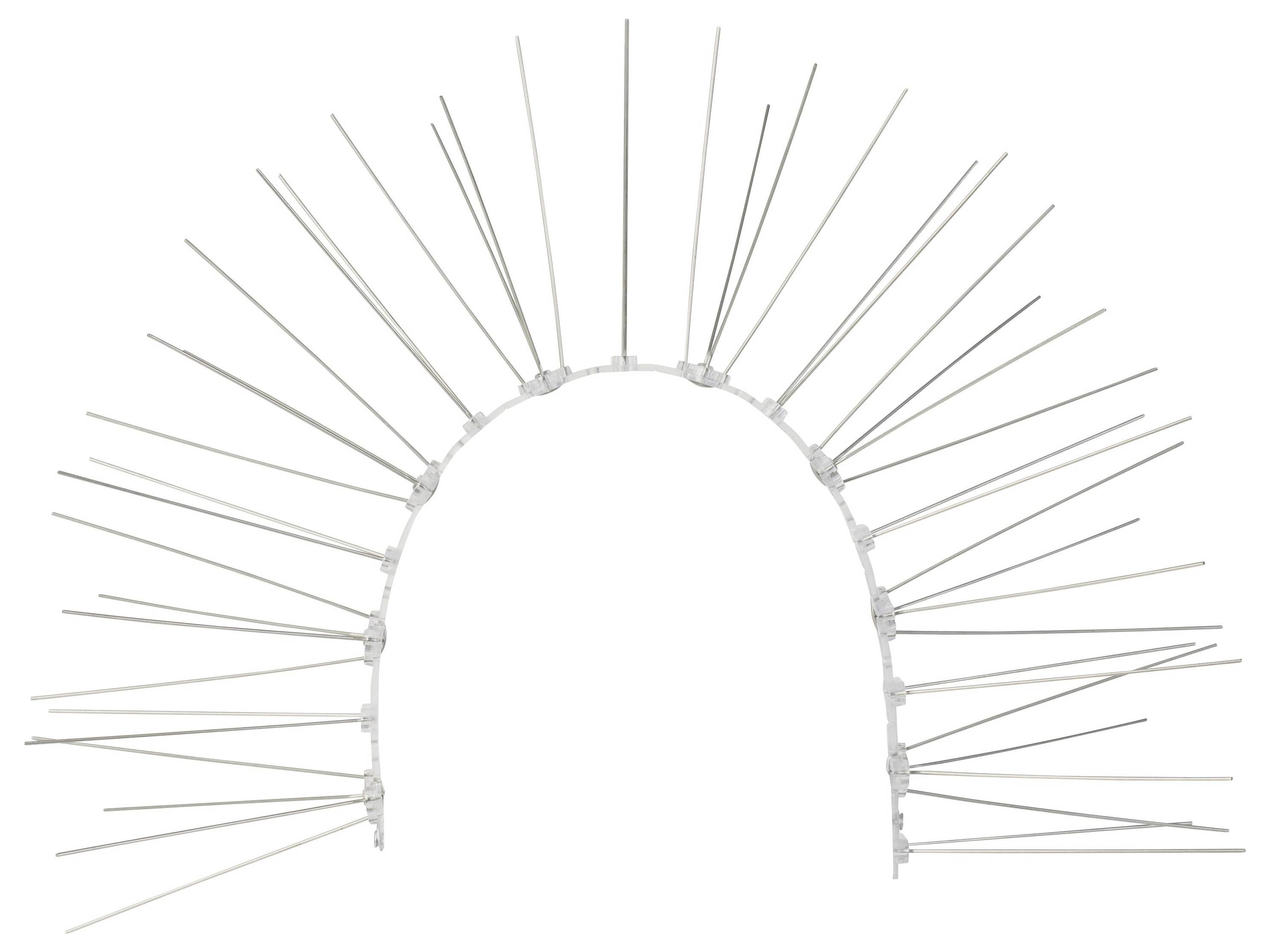 A semi-circular construction made of metal bars; often used to prevent birds from perching on buildings.