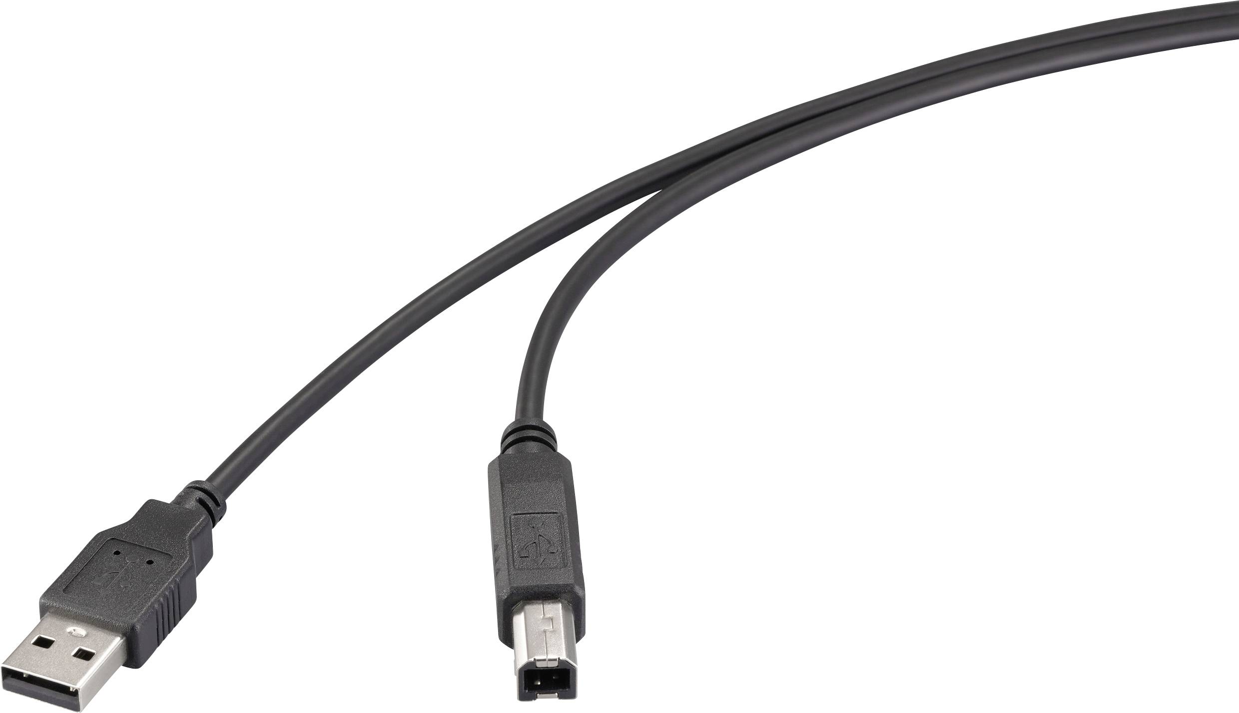 'USB to FireWire cable with a black cord and connectors on each end, used for connecting devices with different ports.'