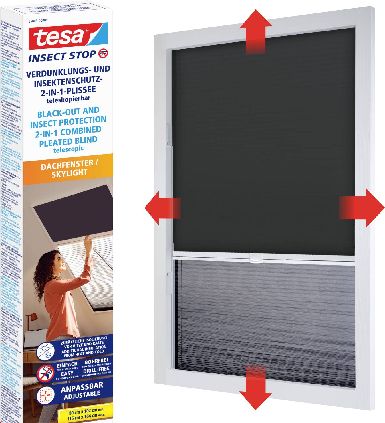 tesa Insect Stop 55805-00000-00 Roof window fly screen (W x H) 1.16 m x 1.64 m Anthracite 1 pc(s)