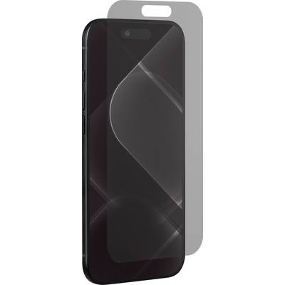 Smartphone with a screen protector partially applied, showcasing the phone's screen and edge details.