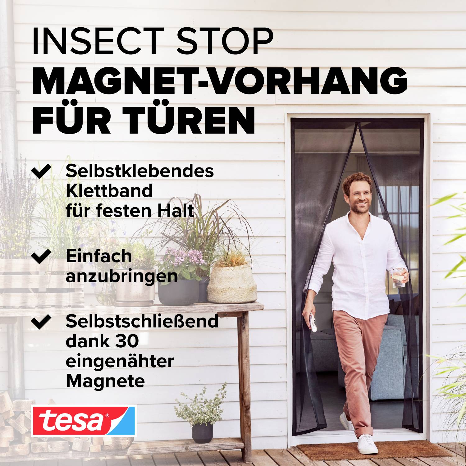 tesa Insect Stop 55394-00001-00 Magnetic curtain (W x H) 1.2 m x 2.4 m Anthracite 1 pc(s)-1