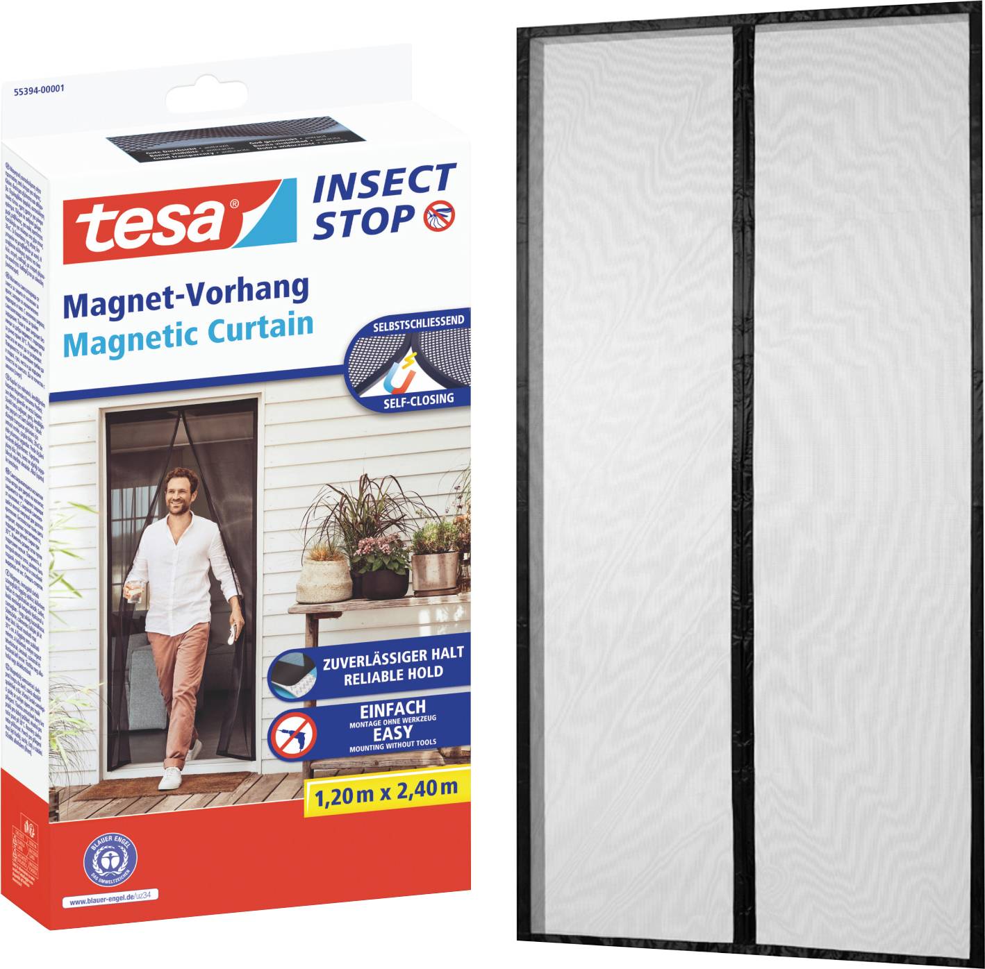 tesa Insect Stop 55394-00001-00 Magnetic curtain (W x H) 1.2 m x 2.4 m Anthracite 1 pc(s)-0