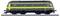 Green and yellow diesel locomotive on the tracks, side view with the number '5806' on the side, showing classic train design.