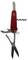 Red Swiss Army knife with blade, scissors, can opener, and corkscrew extended.