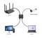 'A network diagram showing a router connected to a power adapter, a computer, and a laptop, illustrating internet connectivity setup.'