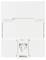 A white plastic wall-mounted holder with a clip for securing or organizing items.